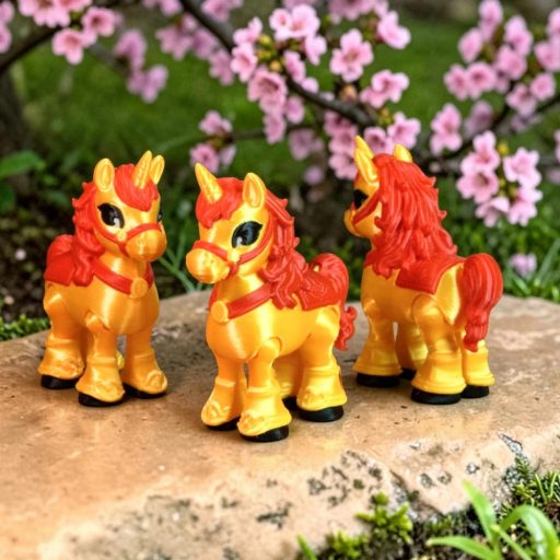 Arany Harmónia szerencsehozó unikornis figura – ázsiai ihletésű mozgatható asztaldísz