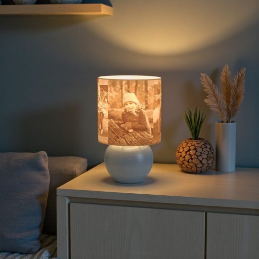 Aura fényképes lámpa - Henger nagy szürke