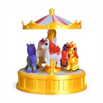   Varázslatos unikornis körhinta – forgatható asztali dísz és gyűjtői állvány 5 figuráva