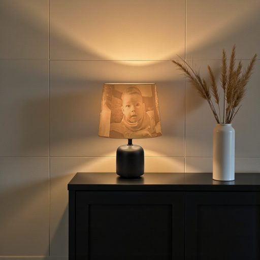 Személyre Szabott Fényképes 3D Lámpa - Egyedi Éjjeli Fény Saját Fotóval - Fekete Vintage - Daphni