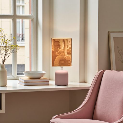 Személyre Szabott Fényképes 3D Lámpa - Egyedi Éjjeli Fény Saját Fotóval - Pink Hasáb - Daphni