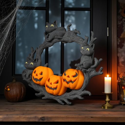 Halloween ajtódísz faragott tökkel