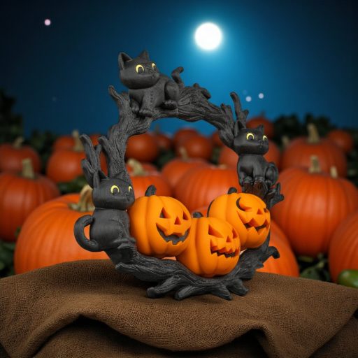 Halloween ajtódísz faragott tökkel