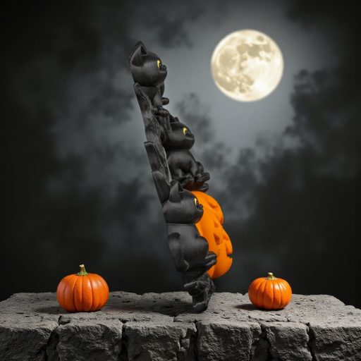 Halloween ajtódísz faragott tökkel