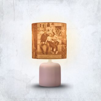   Személyre Szabott Fényképes 3D Lámpa - Egyedi Éjjeli Fény Saját Fotóval - Pink Henger nagy - Daphni