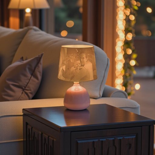 Személyre Szabott Fényképes 3D Lámpa - Egyedi Éjjeli Fény Saját Fotóval - Pink Vintage - Ellie