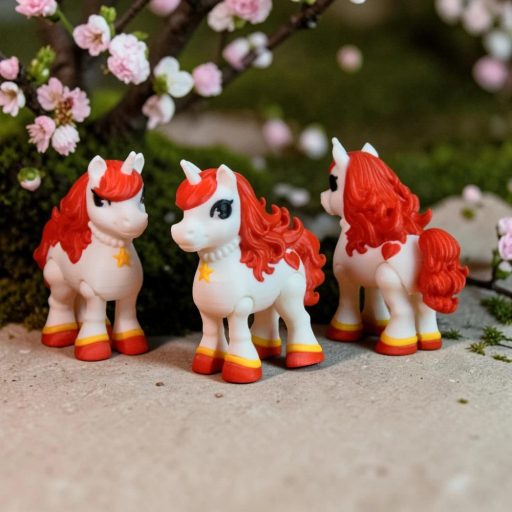 Ragyogó Szív divatos unikornis figura – mozgatható végtagokkal és szívmintával