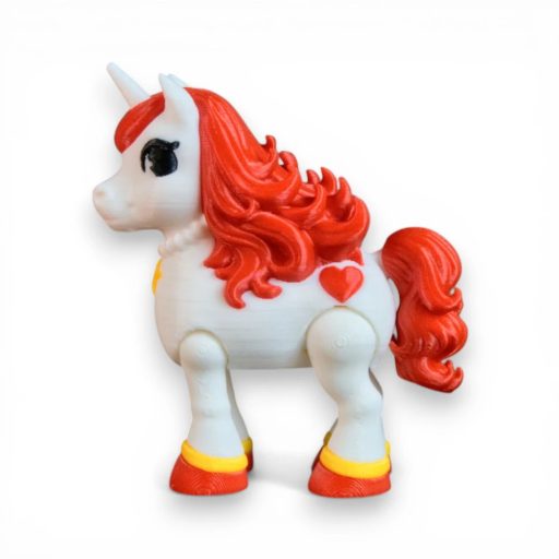 Ragyogó Szív divatos unikornis figura – mozgatható végtagokkal és szívmintával