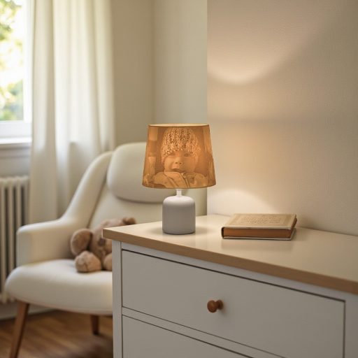 Személyre Szabott Fényképes 3D Lámpa - Egyedi Éjjeli Fény Saját Fotóval - Fehér Vintage - Daphni