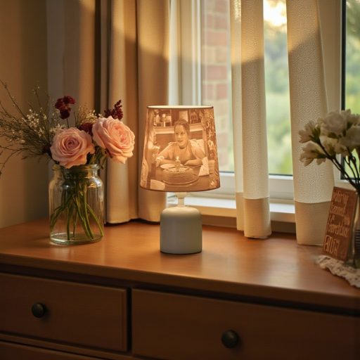 Személyre Szabott Fényképes 3D Lámpa - Egyedi Éjjeli Fény Saját Fotóval - Bézs Klasszikus - Daphni