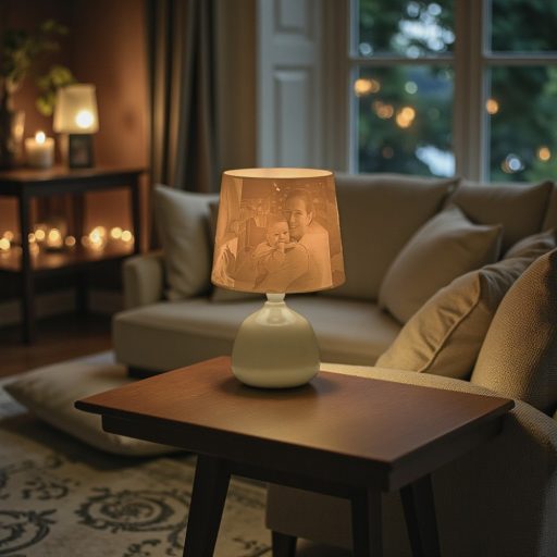 Személyre Szabott Fényképes 3D Lámpa - Egyedi Éjjeli Fény Saját Fotóval - Bézs Vintage - Ellie